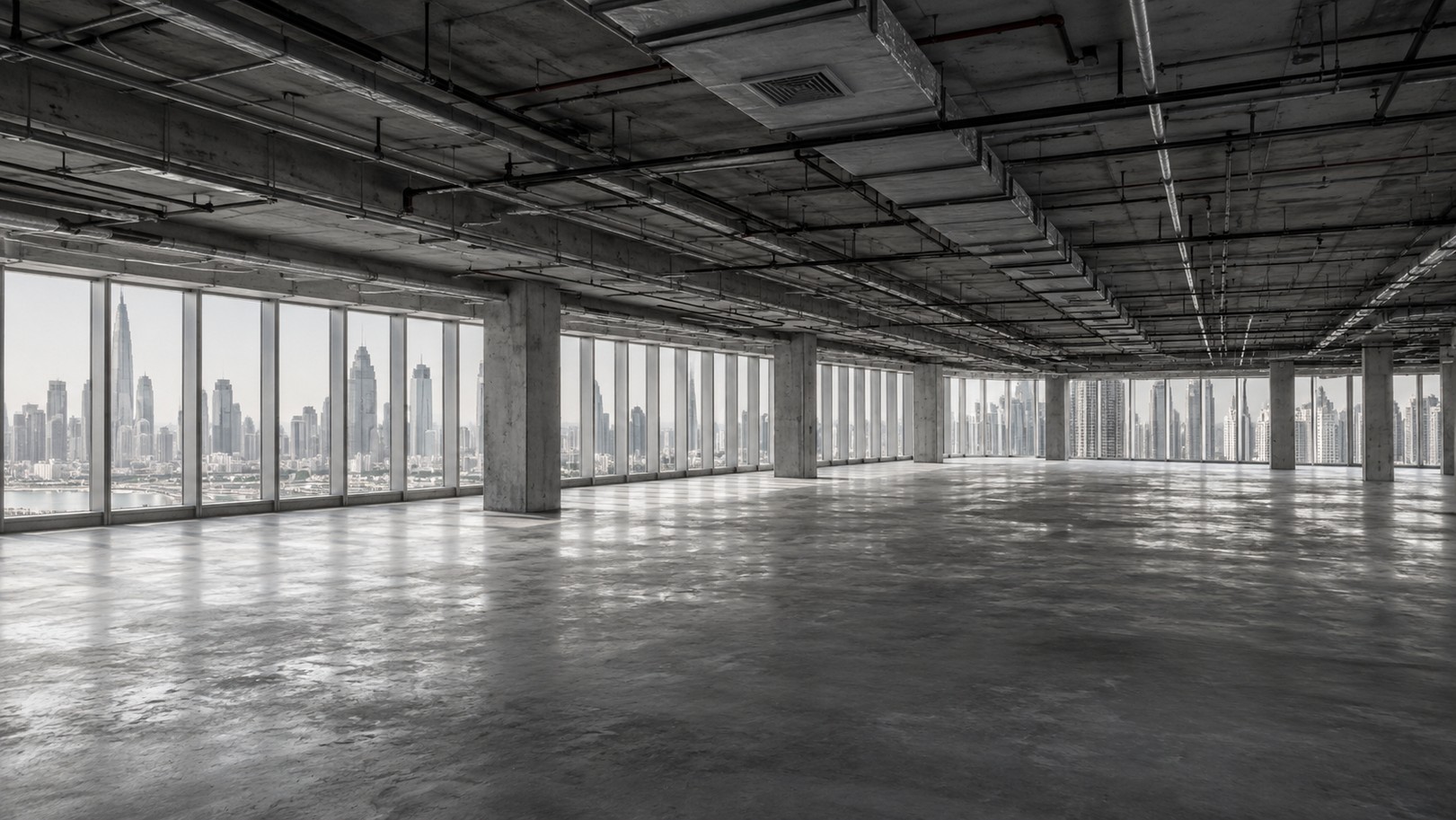 Large unfinished Business Bay office floor